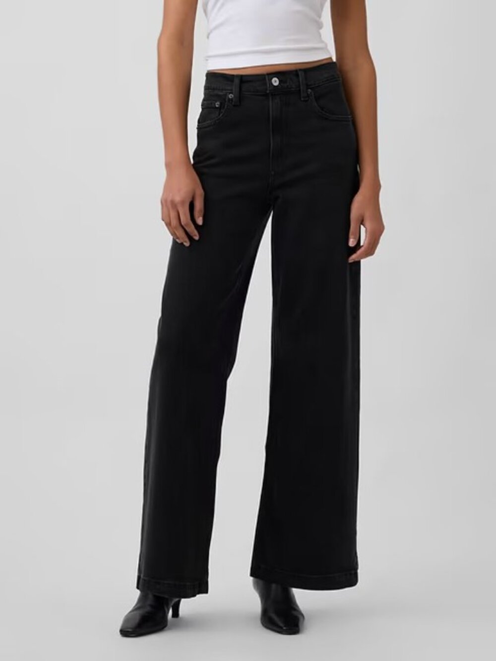 GAP High Rise Stride Wide Leg Jeans Women's 25 Regular Gray Wash